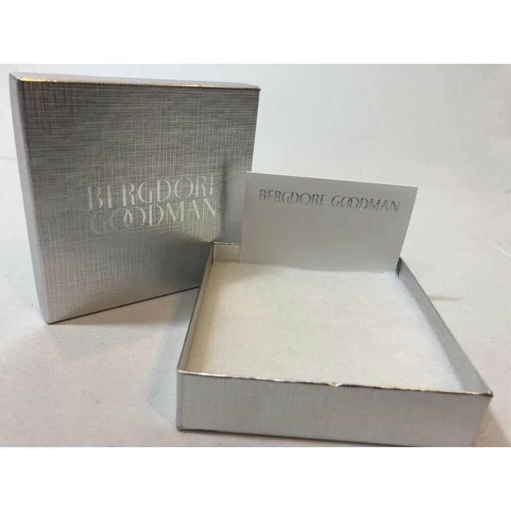 Bergdorf Goodman Logo Empty Box Silver Cardboard Gift 4" x 4" x 1"